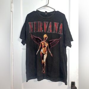 NIRVANA Black Tee with Red Accents